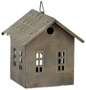 Mosadzný antik kovový domček na sviečku Canie - 14*14*15 cm