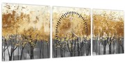 Obraz - Zlaté stromy (s hodinami) (90x30 cm)