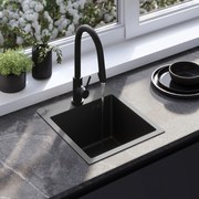 Rea Leo, 1-komorový oceľový drez 400x450x185 mm, čierna, ZLE-06002