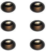 Sada 6 moderných zapustených bodových svetiel čierna otočná a naklápacia - Alloy