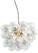 Art Deco závesná lampa zlatá s dúhovým sklom 50cm 8-svetiel - Uvas