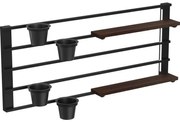 Nástenná polica s kvetináčmi a LED osvetlením SHELF 50x118 cm čierna/hnedá