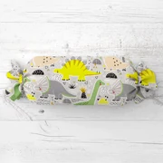 Biante Detský vankúš valec bonbon Sandra SA-564 Dinosaury a brontosaury na sivom 15x40 cm