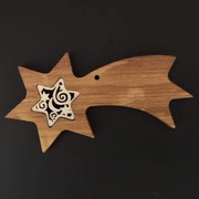 AMADEA Drevená ozdoba z masívu s vkladom - kométa s ornamentom 11 cm