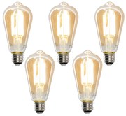 Sada 5 ks Smart E27 stmievateľná v Kelvinovej LED lampe ST64 goldline 7W 700 lm 1800-4000K