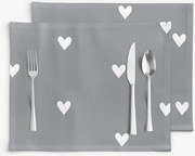Goldea prestieranie na stôl 100% bavlnené plátno - srdiečka na sivom - sada 2ks 30 x 40 cm