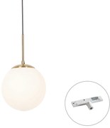Závesná lampa Art Deco zlatá s opálovým sklom vrátane bieleho adaptéra na koľajnicu 1-fázová - Slimline Flore