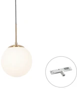 Závesná lampa Art Deco zlatá s opálovým sklom vrátane bieleho adaptéra na koľajnicu 1-fázová - Slimline Flore