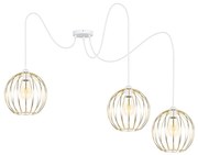 Luster na lanku MATT 3xE27/60W/230V pavúk biela/zlatá