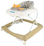 Detské chodítko Baby Mix s volantom a silikónovými kolieskami cappucino