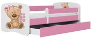 Detská Posteľ. Babydreams+Sz+M ružová 80x160 Medveď s kvetmi