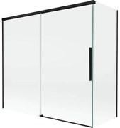 Mexen Rox, 2-krídlová posuvná vaňová zástena 170 + 75 x 150 cm, 8mm číre sklo, čierny matný profil, 8C9-170-075-70-00