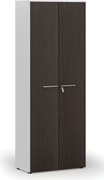 Kancelárska skriňa s dverami PRIMO WHITE, 800 x 420 x 2128 mm, biela/wenge
