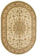 Koberec Super Rose D373A Ornament svetlobéžový / krémový ovál