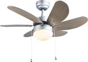 Stropný ventilátor oceľový s povrchovou úpravou imitujúcou drevo 80 cm s ťahovým spínačom - Fresh