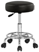 Taburetka na kolieskach OXANA s opierkou na nohy, Ø35cm, čierna Casaria