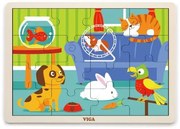 Viga drevené puzzle 16 dielikov - Domáce zvieratá