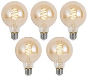 Sada 5 ks Inteligentná stmievateľná LED žiarovka E27 G95 Jantárová 4,9W 320lm 2500K