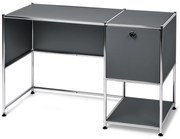 Kovový písací stôl »CN3« s výklopnými dvierkami, sivý