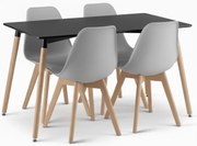 Jedálenský set 1 + 4, čierny stôl ADRIA 120x80 cm + sivá stolička KITO