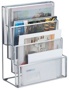 Kovový držiak na časopisy 4 priehradky, strieborný RD47526