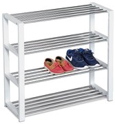 Botník 4 poschodia biela/chróm, 81 x 30 x 73 cm, 4 poschodia