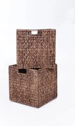 Sada policových boxov NEW ASIA, 2-set, vodný hyacint, 32x32x32 cm, hnedá