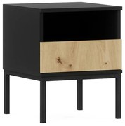 Nočný stolík LANZZI 40x40 cm, čierna/dub