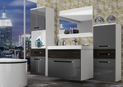 Kúpeľňový nábytok Belini šedý lesk / eben kráľovský + umývadlo + zrkadlo  ROD PM 5/0/W/SHK/0/ZW