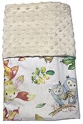 Detská deka Lesné zvieratká/minky béžová 60x70 cm – jemná obojstranná deka do kočíka