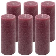 Bordó parafínová sviečka rustikálna 20 cm, 90 h, sada 6 ks