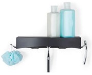 Čierna nástenná samodržiaca polička Compactor Clever Flip Shower Shelf