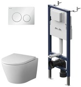 Toaletný set s inštaláciou AM.PM IIS90101.NA1700 bezokrajové, so sedadlom microlift, biela mechanické tlačidlo na splachovanie