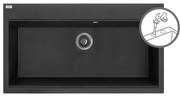 Laveo Tau, 1-komorový granitový drez 900x500x215 mm, čierna škvrnitá, LAV-SBT_7109