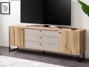 Široká TV skrinka Cube, dub evoke / pieskovo šedá%