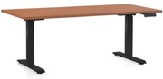Výškovo nastaviteľný stôl OfficeTech D, 160 x 80 cm, čierna podnož, čerešňa