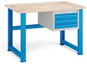Dielenský stôl KOVONA, 3 zásuvky na náradie, buková škárovka, pevné nohy, 1200 mm