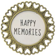 Zlatý guľatý fotorámik so srdiečkami - Ø 6 cm