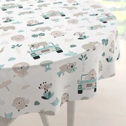 Biante Detský bavlnený okrúhly obrus Sandra SA-477 Sivobéžové zvieratká v Safari Ø 50 cm