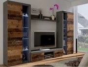 Obývacia stena Flamenco XL, vintage optika kovu/dreva%