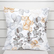 Biante Bavlnená obliečka na vankúš Sandra SA-367 Sivo-oranžové kvety na bielom 30 x 50 cm