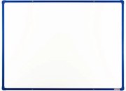 Biela magnetická popisovacia tabuľa s keramickým povrchom boardOK, 1200 x 900 mm, modrý rám