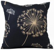 Saténová obliečka na vankúš 40 x 40 cm - Púpavy čierna