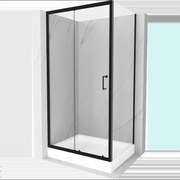 Mexen Apia sprchová kabína, posuvné dvere 100 x 80 cm, transparentnéné, čierna + závesný bidet Rio - 840-100-080-70-00-4510