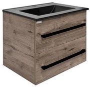 Kúpeľňová skrinka s čiernou úchytkou a umývadlom SAT Cube Way 60x53x46 cm dub Wellington mat CUBE46C602DWMODC