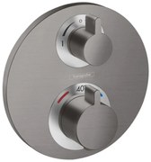 Hansgrohe Ecostat S, termostatická batéria pod omietku na 2 spotrebiče, kefovaný čierny chrómová, HAN-15758340