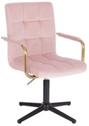 LuxuryForm DESIGN Stolička VERONA GOLD VELUR na čiernom kríži - ružová