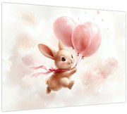 Obraz - Zajačik s balónikmi (70x50 cm)