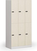 Šatníková skrinka S1 s úložnými boxmi, 6 boxov, 1850 x 900 x 500 mm, demont, mechanický kódový zámok, laminované dvere, breza