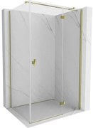 Mexen Mist H T, sprchový kút s výklopnými dverami pravý 75 x 70 cm, číre sklo, zlatá, 8A5T-075-070-50-00-P